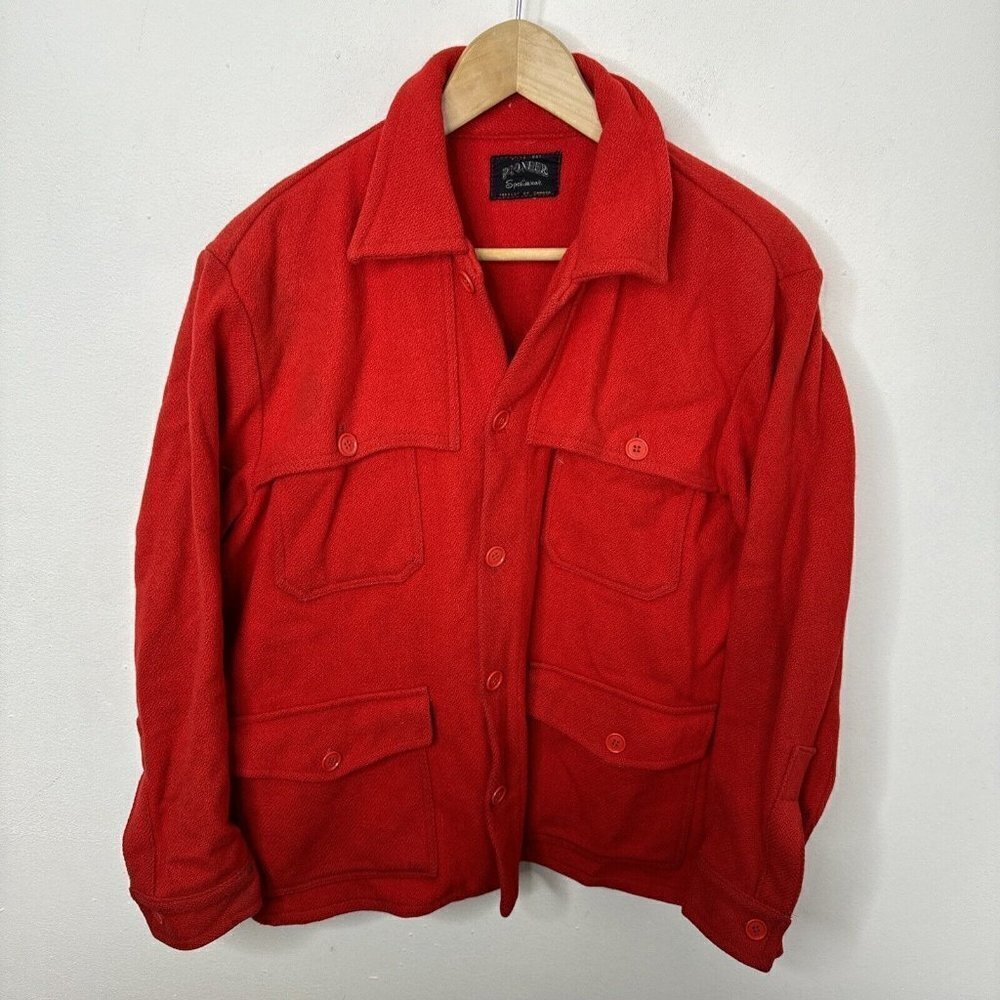Vintage 60s Pioneer Men M/L Wool‎ Red Hunting Shacket Jacket Cruiser Mackinaw